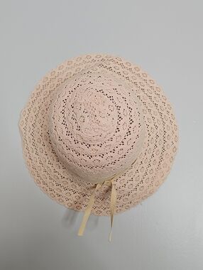 Lightweight Pink Crochet Sun Hat with Ribbon Detail